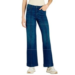 Time and Tru Women's Wide-Leg Jeans with front seam details Classic Blue 16
